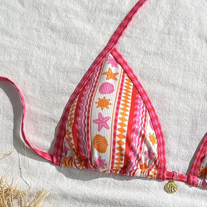 Women's Triangle Bikini with Colorful Pattern Mune Fashion