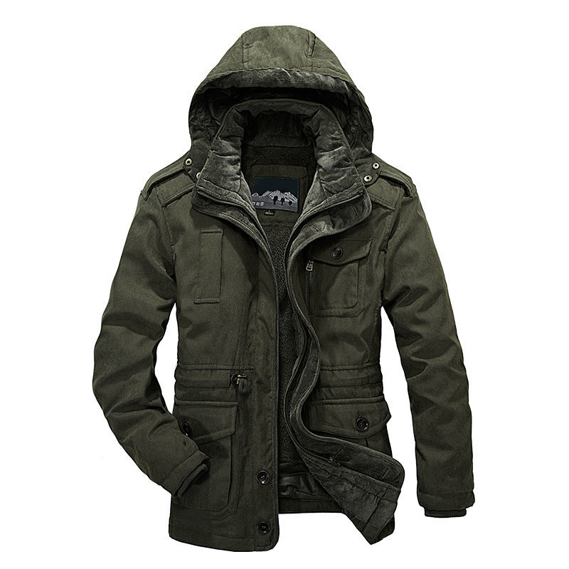 Men's Thermo-Canvas Parka with Sherpa Inner Lining, Removable Hood and Multi-Functional Pockets Mune Fashion