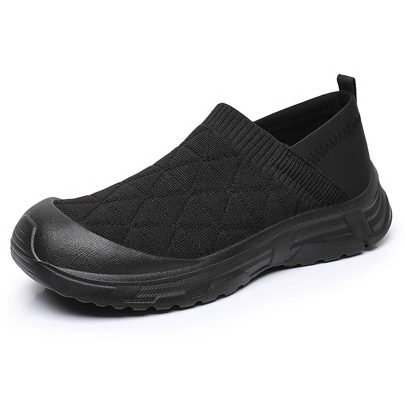 Women’s breathable knit slip-on casual shoe with diamond-structured surface, shock-absorbing lightweight sole, and reinforced toe cap Mune Fashion