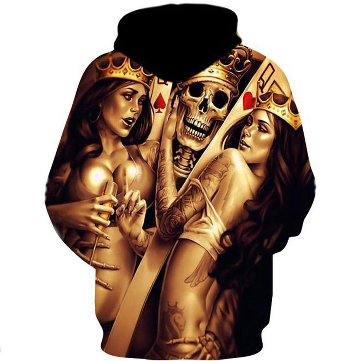 Men's hoodie with allover skull and playing card graphic Mune Fashion