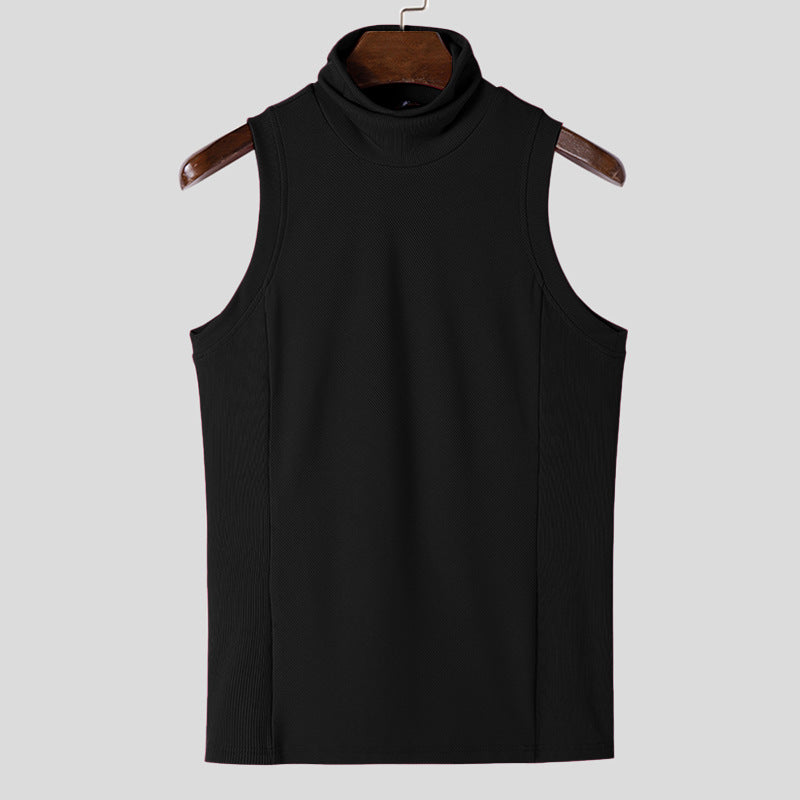 Women's sleeveless turtleneck top made of textured cotton blend Mune Fashion