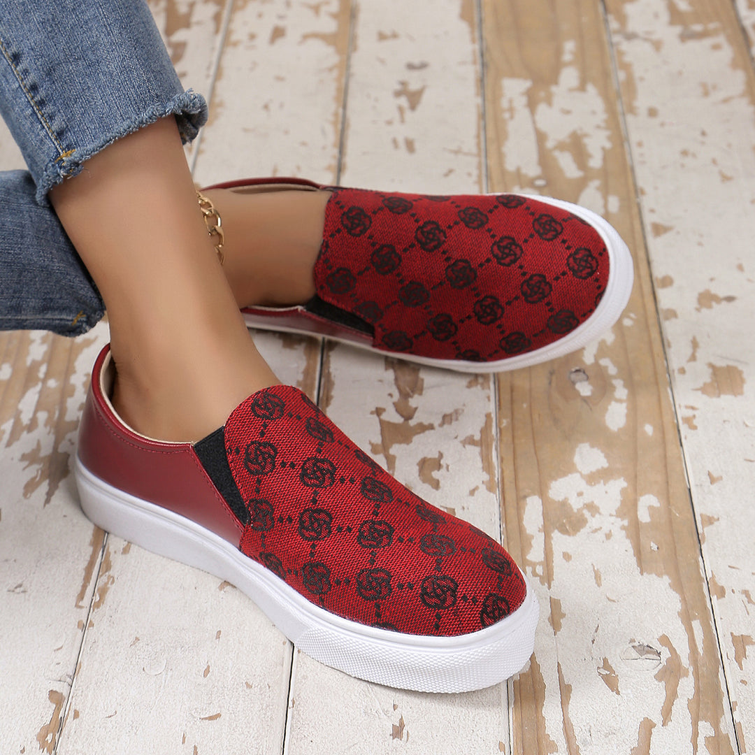 Women Slip-On Platform Sneaker with Glitter Front, Padded Heel Area and White Profile Sole Mune Fashion