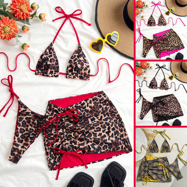 Women's triangle bikini set with ruffle-free details and wrap skirt Mune Fashion