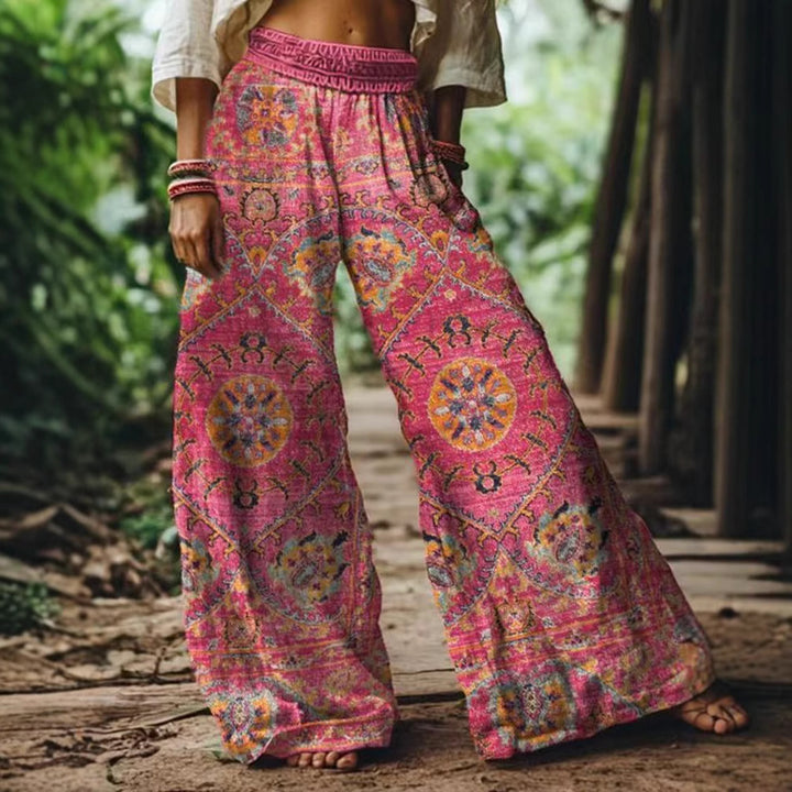Women's Loose Summer Pants with Colorful Flower and Butterfly Print Mune Fashion