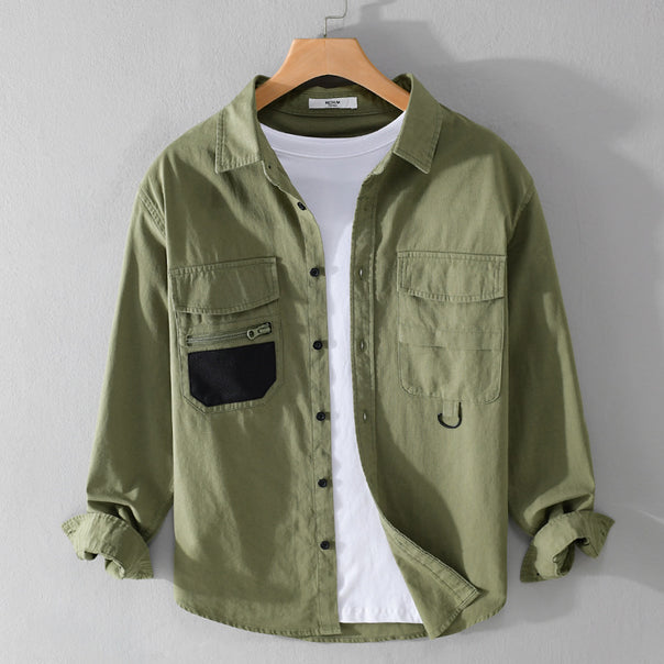 Men's utility overshirt made of cotton blend with multiple pockets and D-ring Mune Fashion