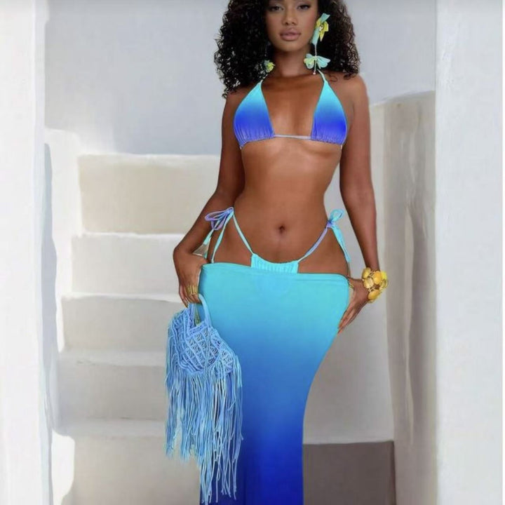 Women Maxi Beach Dress with Elegant Gradient Mune Fashion