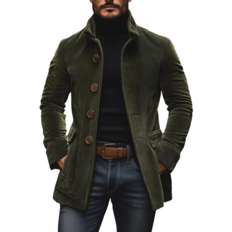 Men's cord coat with stand-up collar and tailored silhouette Mune Fashion