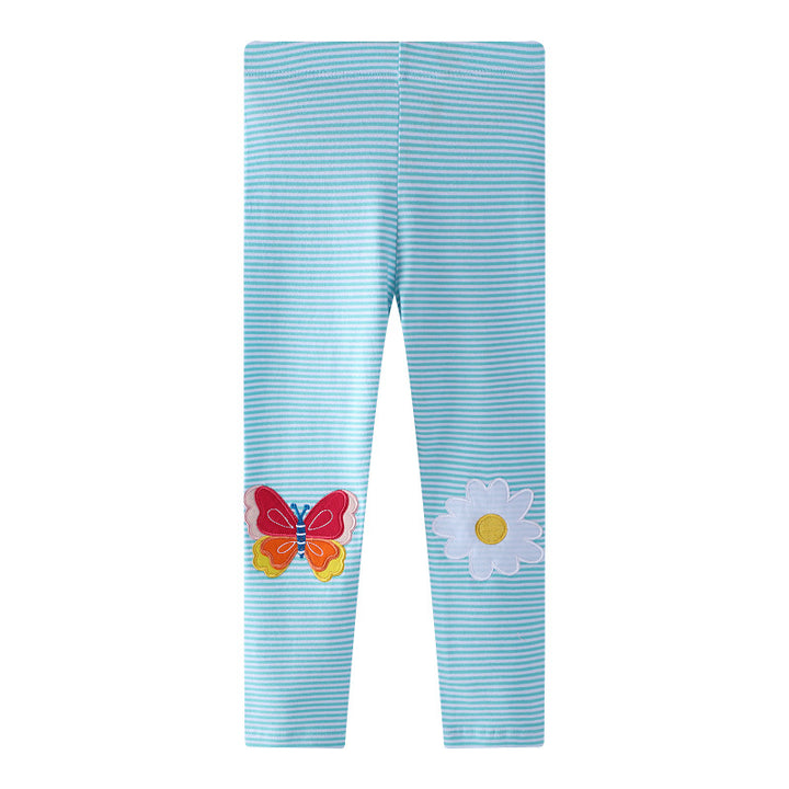 Girls leggings with colorful butterfly and flower appliqués Mune Fashion