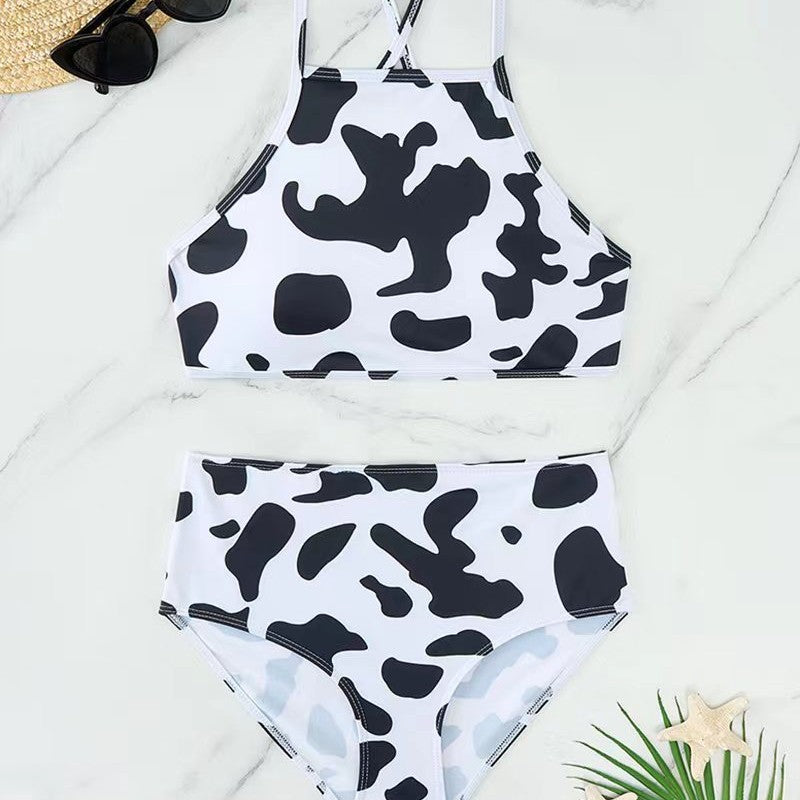 Women's High Neck Bikini with Creative Animal Print Pattern Mune Fashion