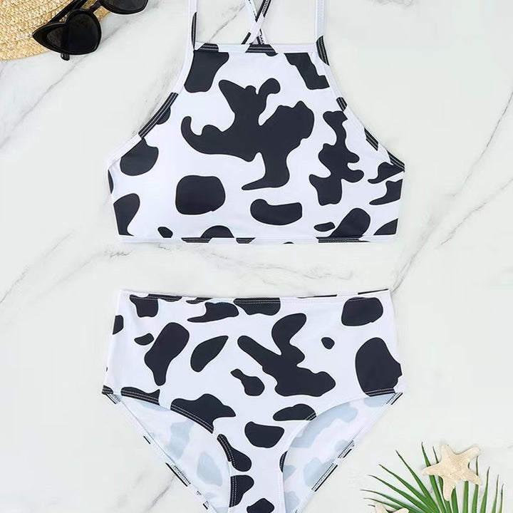 Women's High Neck Bikini with Creative Animal Print Pattern Mune Fashion