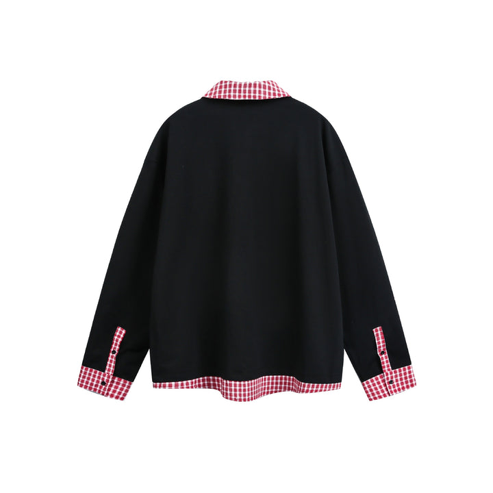 Unisex Wide cut sweatshirt with check collar and hem insert Mune Fashion