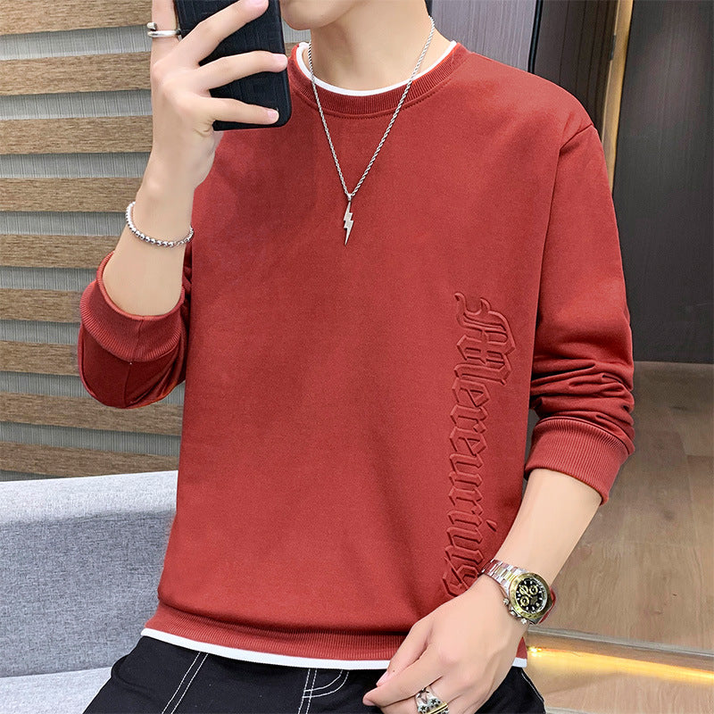Men's casual sweatshirt with side 3D embossing, round neck and ribbed cuffs Mune Fashion