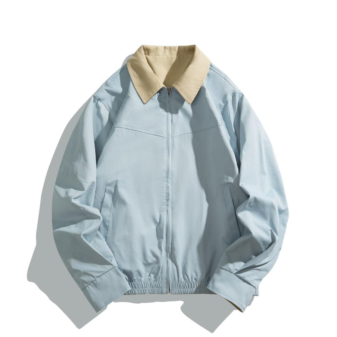 Unisex Short Cut Boxy Blouson with Contrast Collar and Light Padding Mune Fashion