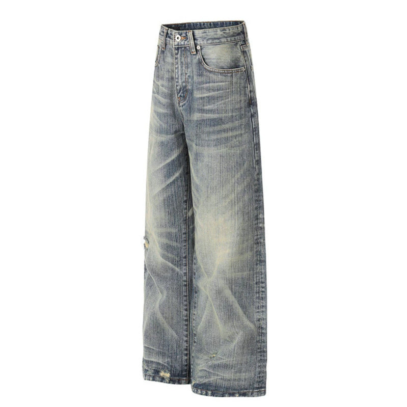 Women High-Waisted Wide-Leg Destroyed Jeans with Used Effect and Culotte Silhouette Mune Fashion