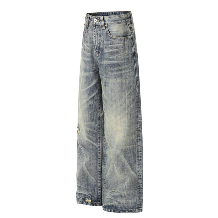 Women High-Waisted Wide-Leg Destroyed Jeans with Used Effect and Culotte Silhouette Mune Fashion