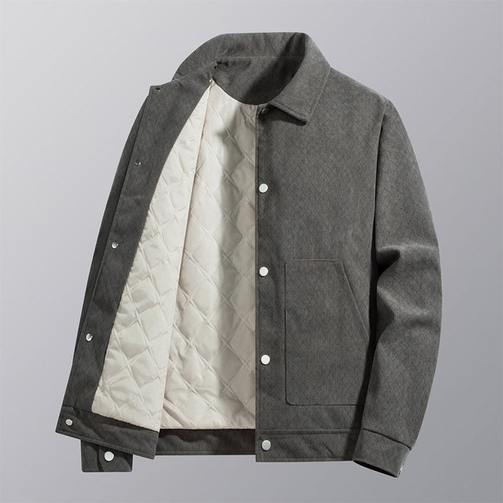 Men's  quilted-lined corduroy overshirt jacket with snap front and patch pockets Mune Fashion
