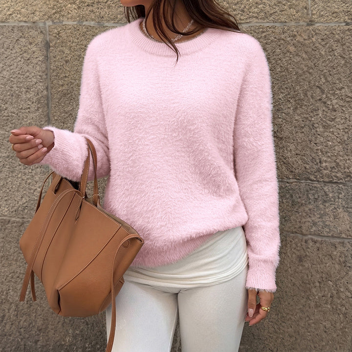 Women's Soft Knit Sweater with Round Neck Mune Fashion