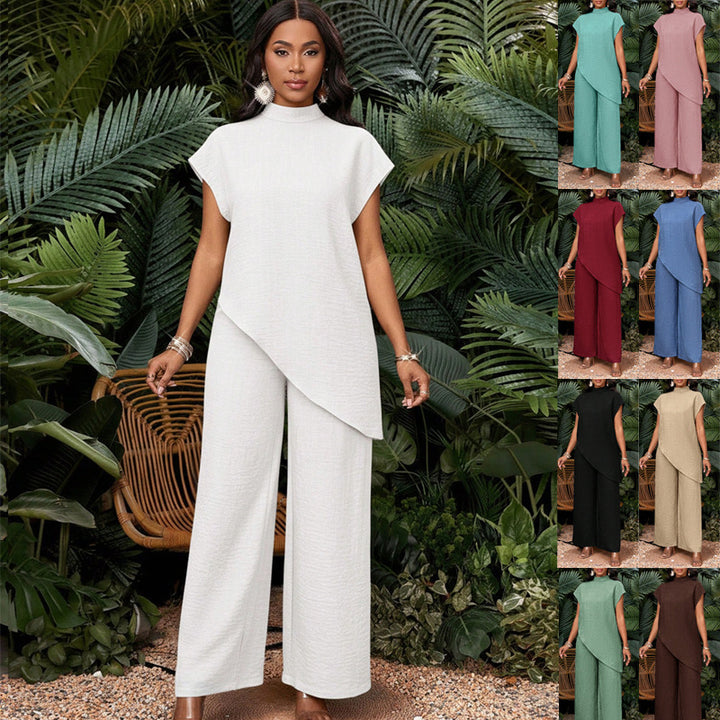 Women's Two-Piece Set with Asymmetrical Tunic and Wide Palazzo Pants Mune Fashion
