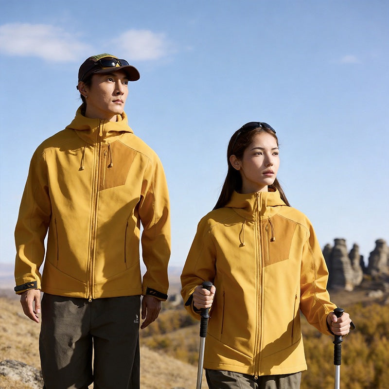 Men's Softshell Trekking Jacket with Hood breathable windproof stretch Mune Fashion