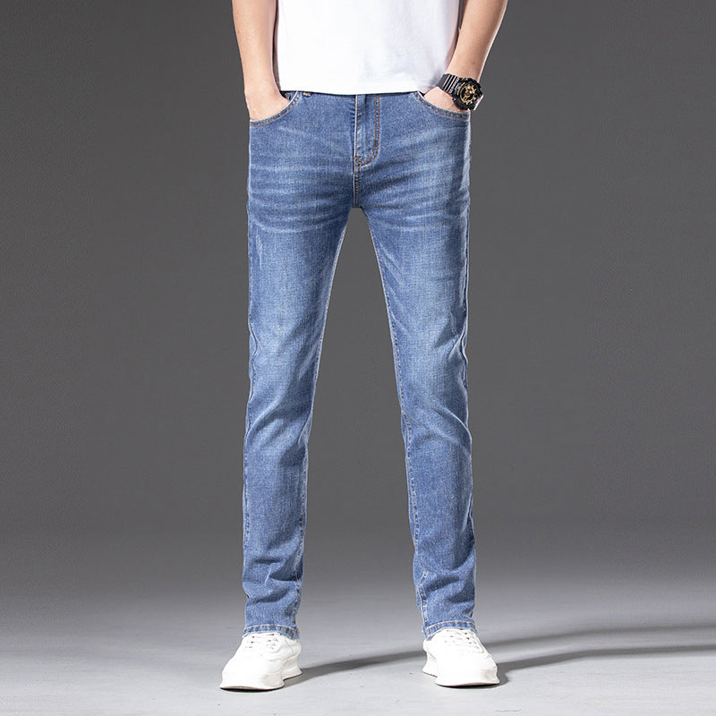 Men's Slim-Straight Stretch Jeans with Light Used Look Mune Fashion