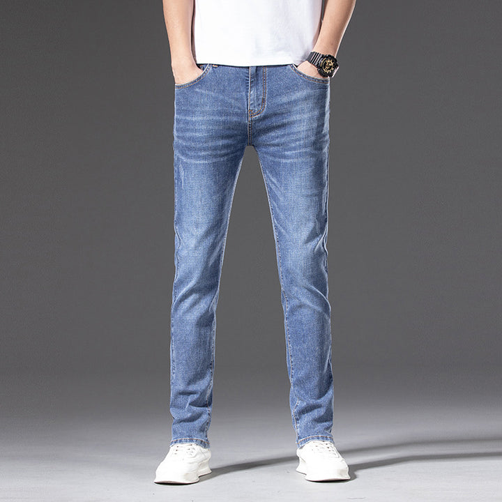 Men's Slim-Straight Stretch Jeans with Light Used Look Mune Fashion
