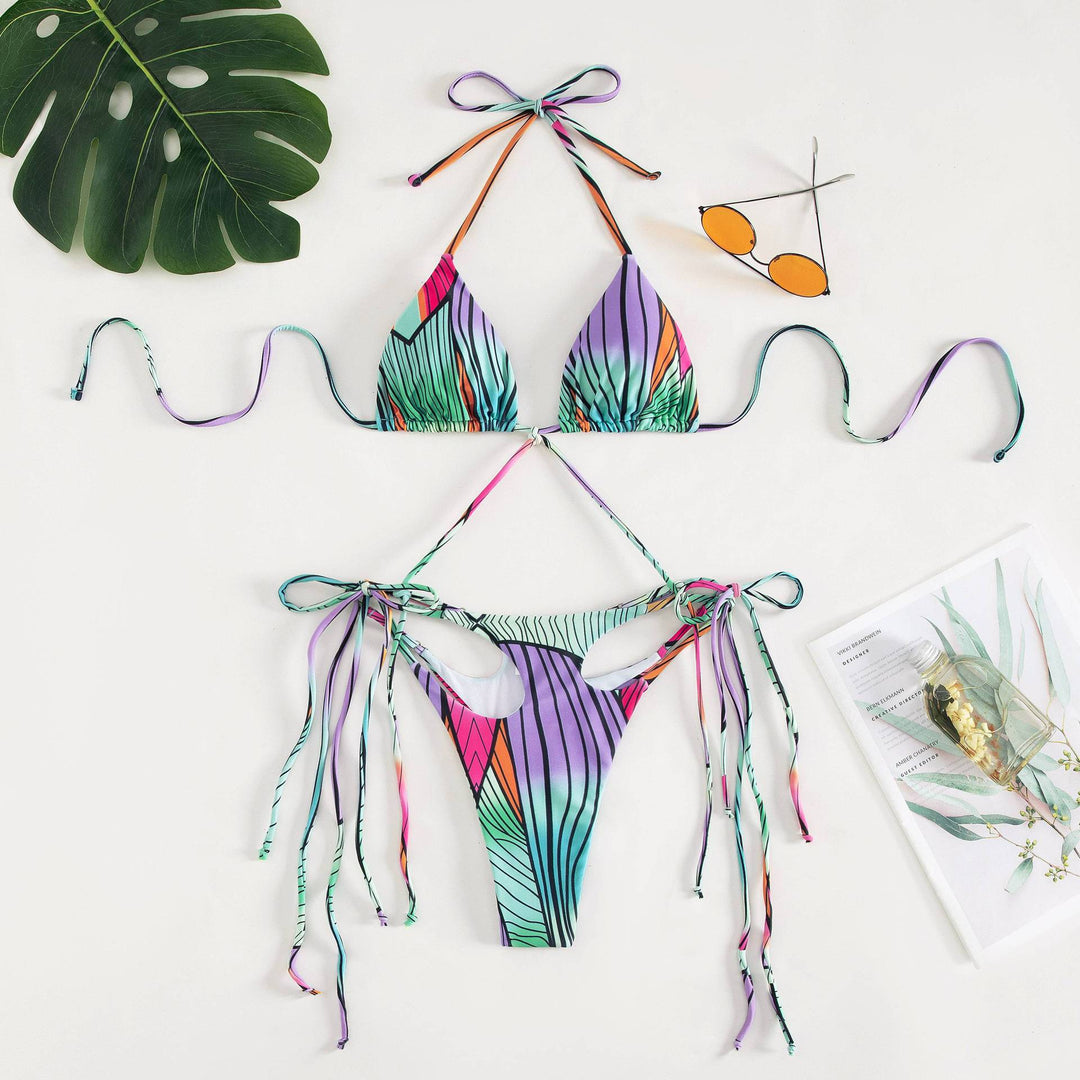 Women's triangle bikini with stylish ties and unique gradient Mune Fashion