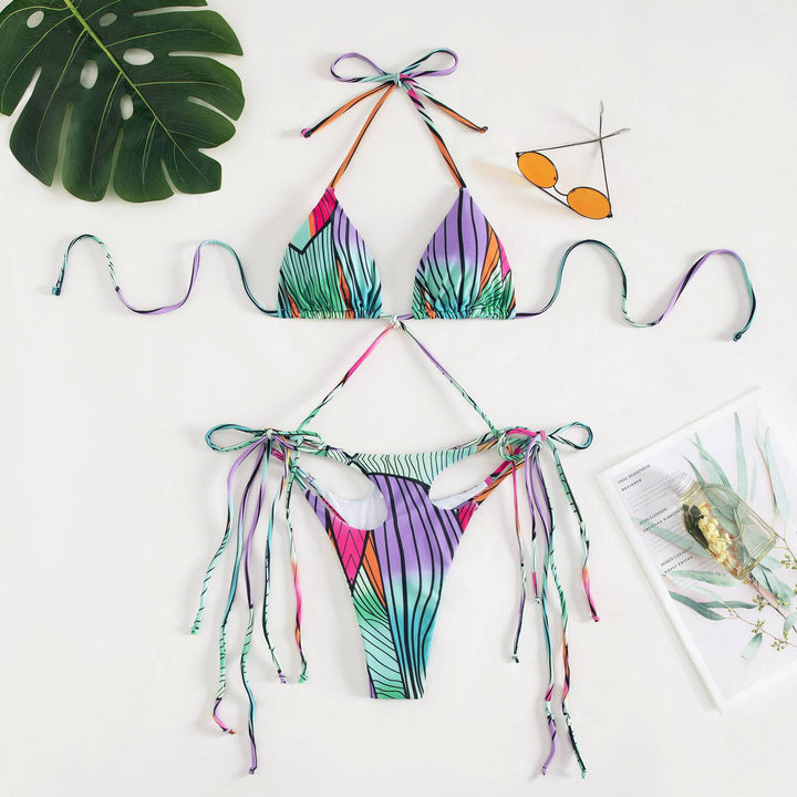 Women's triangle bikini with stylish ties and unique gradient Mune Fashion