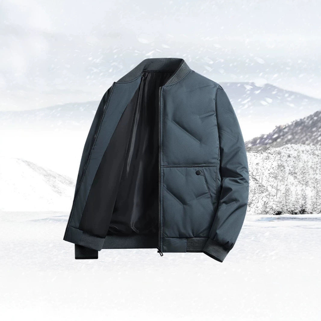 Men's Padded Thermal Bomber Jacket with Stand Collar, Zipper & Insulating Padding Mune Fashion