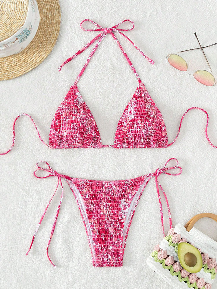 Women's triangle bikini with floral ruffle details and adjustable straps Mune Fashion