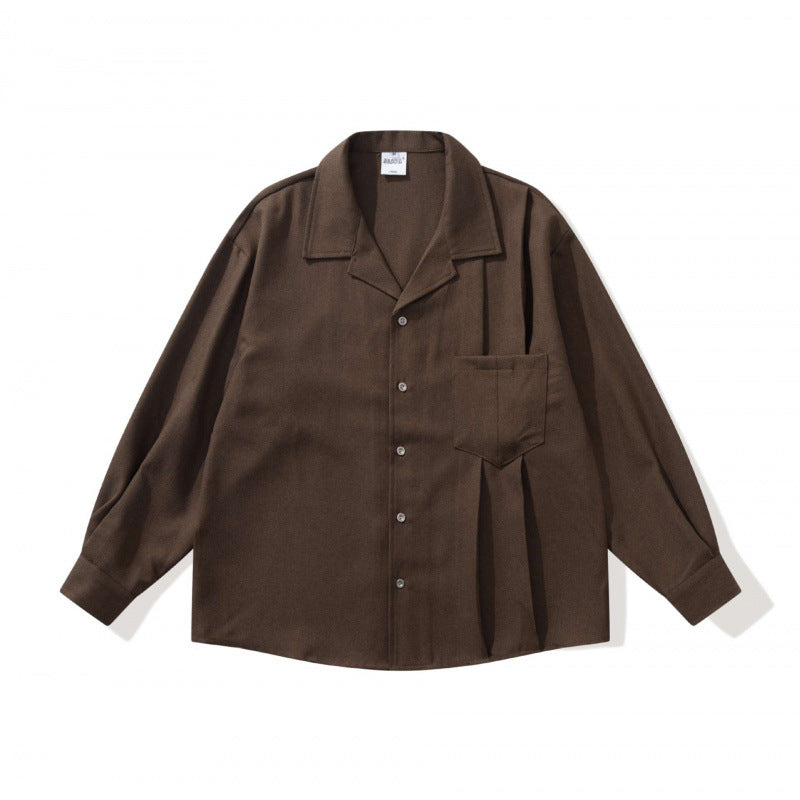 Unisex Oversized Lightweight Long Sleeve Shirt with Notched Collar, Chest Pocket and Boxy Silhouette Mune Fashion