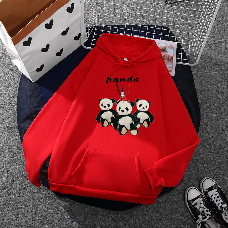 Women's oversized hoodie with plush panda appliqué and kangaroo pocket Mune Fashion