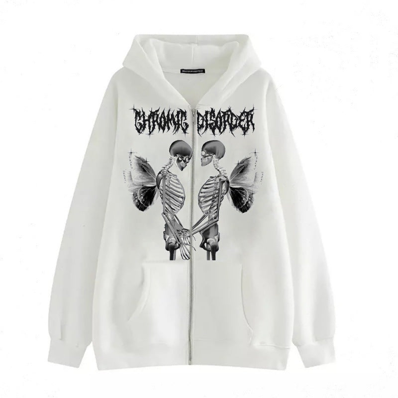 Women's hoodie jacket with full zipper and ribbed heart print Mune Fashion