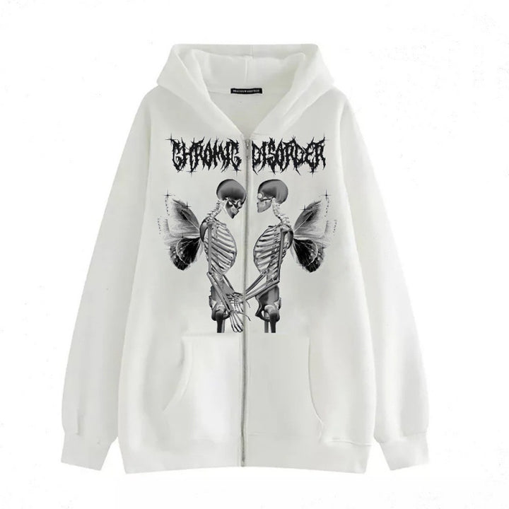 Women's hoodie jacket with full zipper and ribbed heart print Mune Fashion