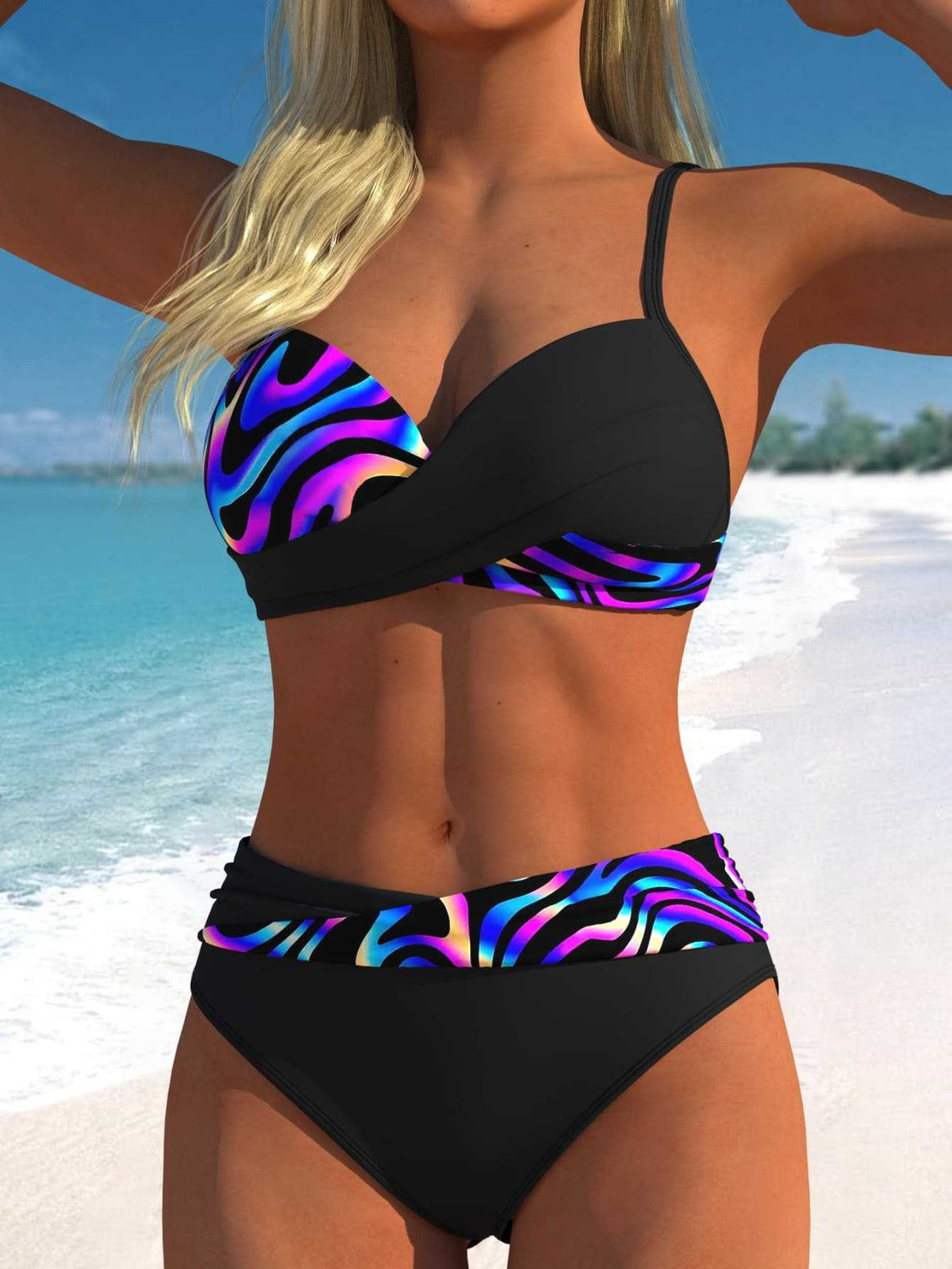 Women’s bikini set with floral wrap pattern and comfortable high-waist briefs Mune Fashion