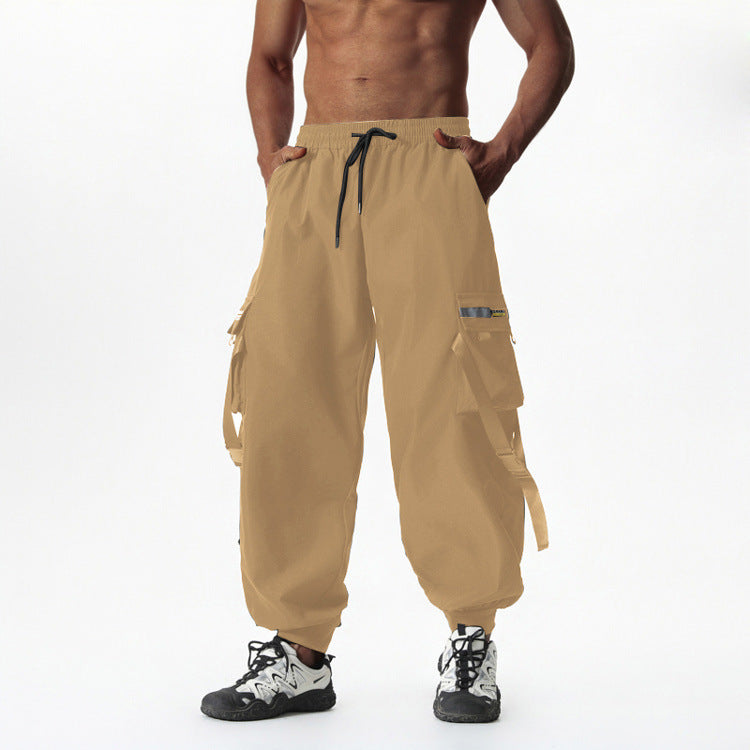 Men's Utility Cargo Jogging Pants with Drawstring, Leg Straps & Multiple Pockets Mune Fashion