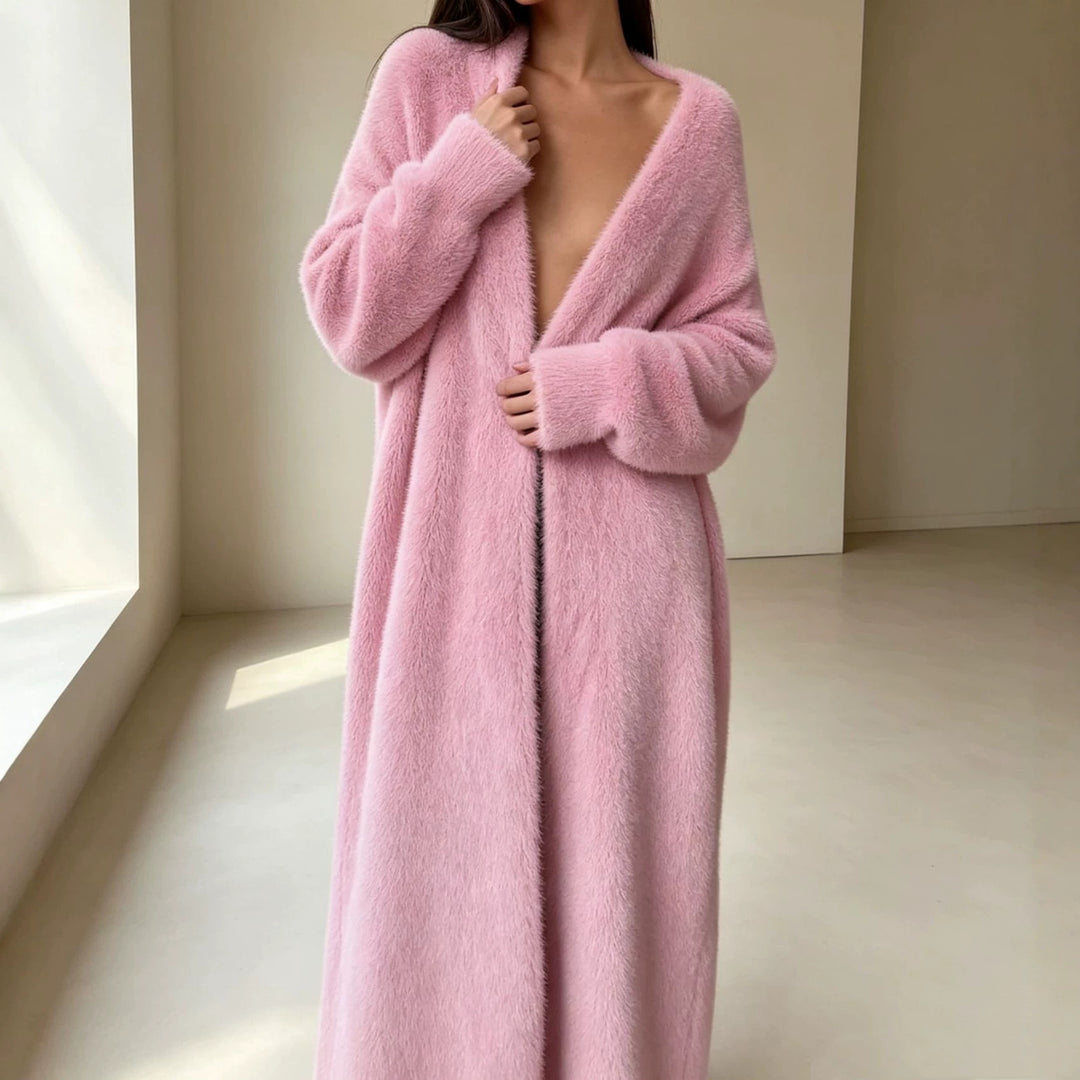 Women's Long Oversized Maxi Knit Cardigan with Open Front Mune Fashion