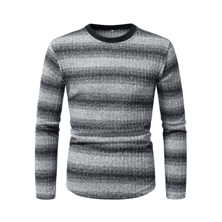 Men's Slim-Fit Fine Knit Sweater with Horizontal Gradient and Ribbed Texture Mix Mune Fashion