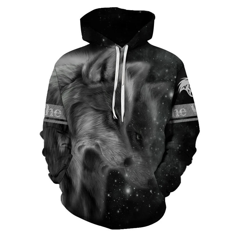 Unisex Hoodie with Creative Wolf Design Mune Fashion