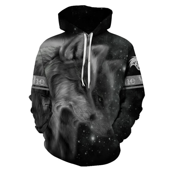 Unisex Hoodie with Creative Wolf Design Mune Fashion