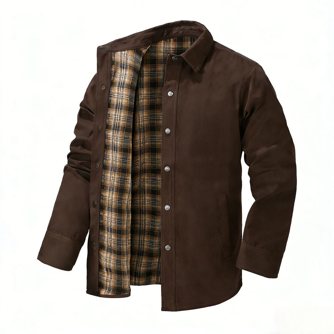 Men's lightweight transitional jacket with modern check pattern