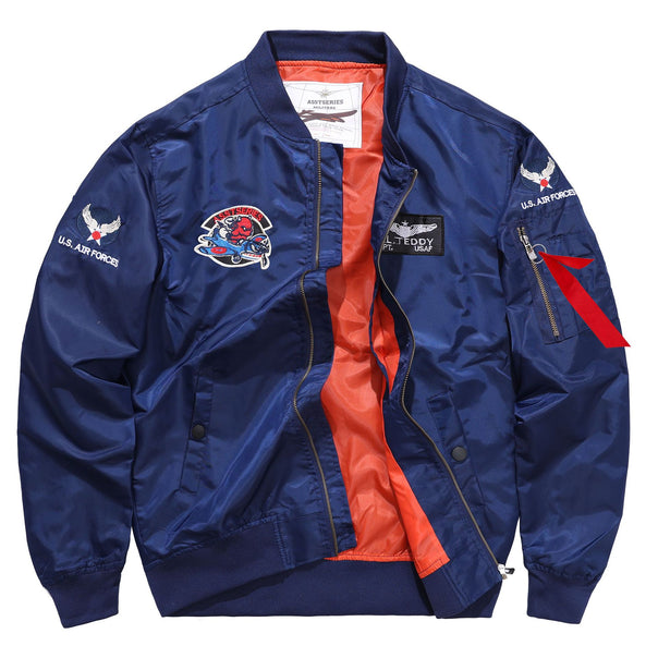 Men's  military patch nylon pilot bomber jacket Mune Fashion