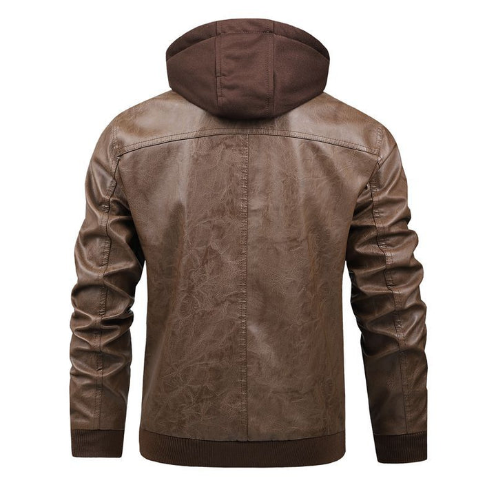 Men's Multifunctional Leather Jacket with Hood Mune Fashion