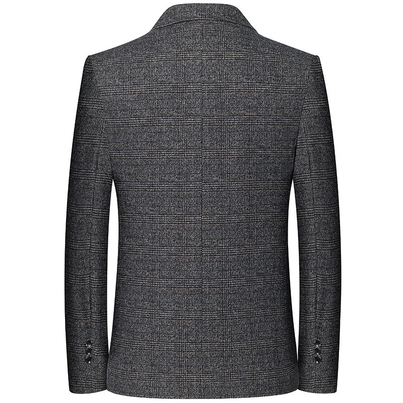 Men's Checked Wool Blend Blazer with Fine Glen Check Structure and Slim Fit Mune Fashion