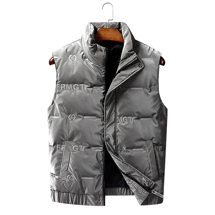 Men's padded quilted vest with high stand collar, windproof shell and concealed zipper Mune Fashion