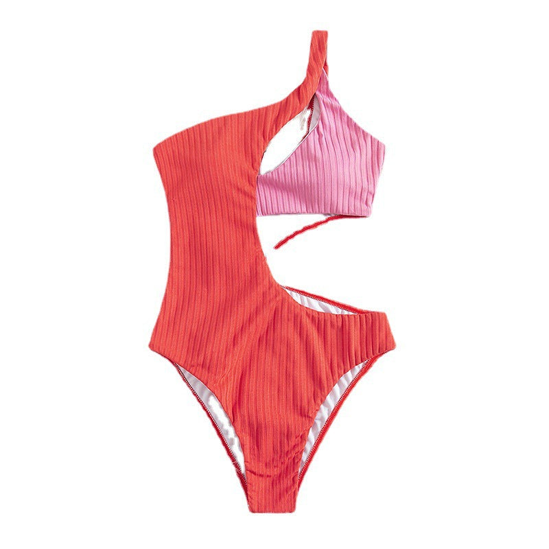 Women's one-piece swimsuit with asymmetrical cut and trendy cut-outs