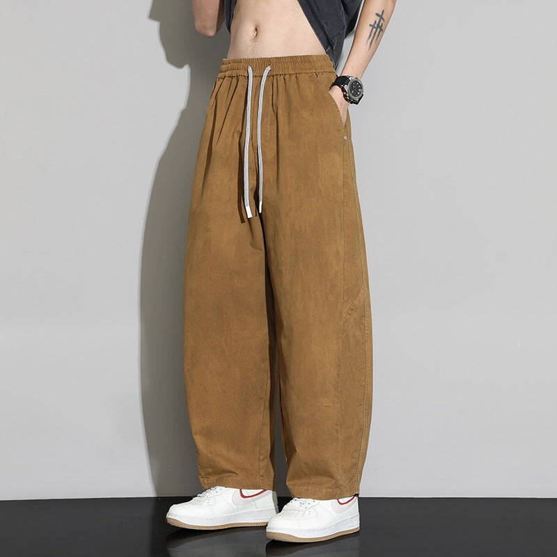 Men's Loose Baggy Casual Pants with Drawstring Waist & Cord Drawstring Mune Fashion