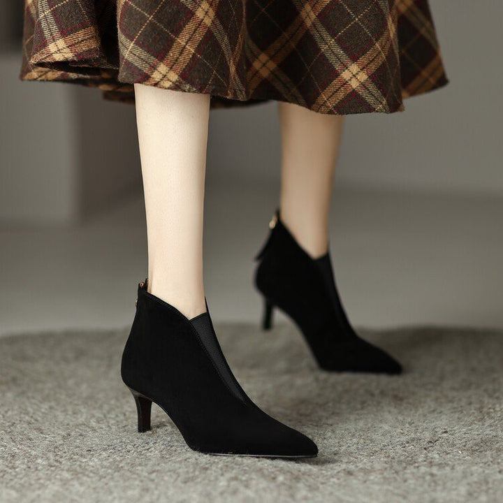 Women Elegant lace ankle boots with sophisticated heel opening Mune Fashion