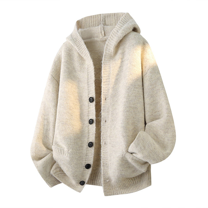 Men's Oversized Knit Cardigan with Shawl Collar, Button Placket and Side Pockets Mune Fashion
