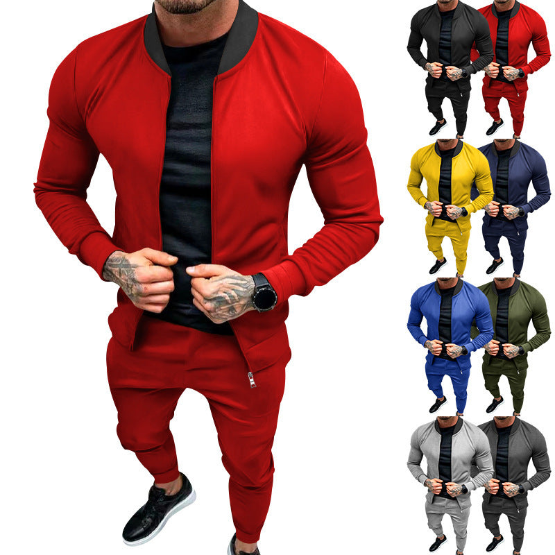 Men's sporty leisure training suit with tailored bomber jacket and tapered jogging pants made of elastic cotton blend Mune Fashion