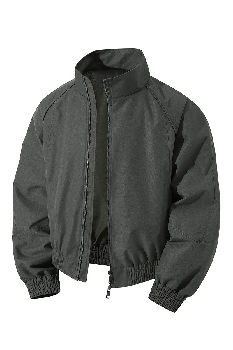Men's lightweight windbreaker with high collar, two-way zipper and elastic drawstring waist Mune Fashion